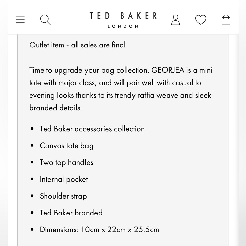 NWT Ted Baker London “Georjea” canvas small tote/crossbody bag in Ecru - Picture 7 of 13